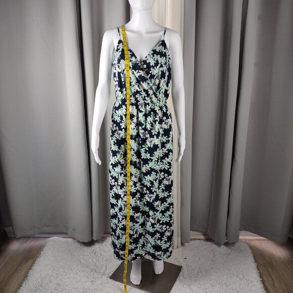 Banana Republic Faux Wrap Maxi Dress – Floral Print – Size 4P – Navy & Mint - Picture 6 of 11